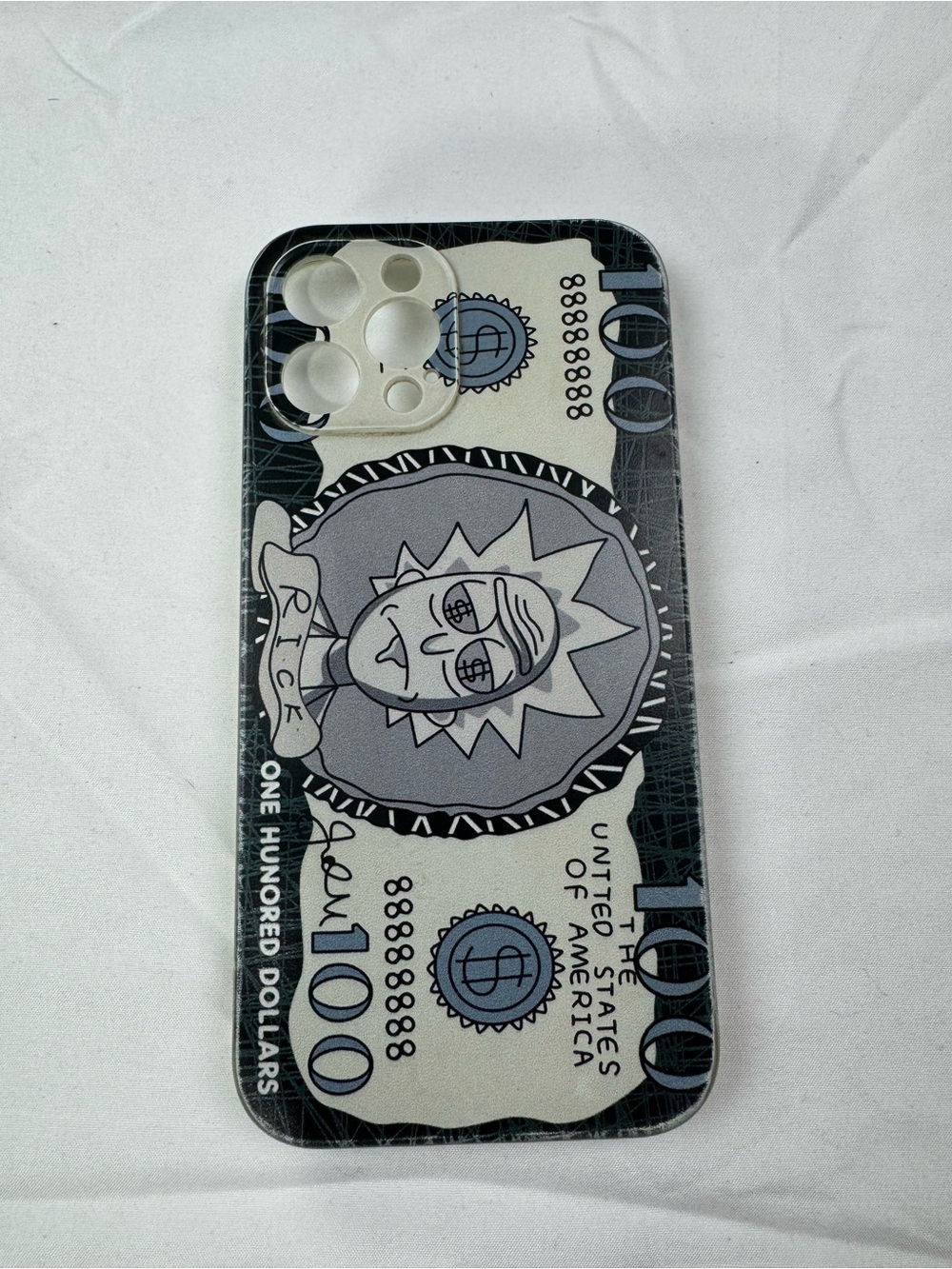 Novelty $100 Cartoon Money Phone Case - Black & White